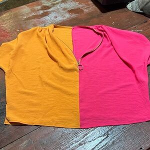 Colorblock Orange and Pink Top